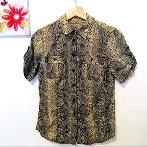 Michael Kors/Vintage-Reptile print short sleeve blouse- Office-Casual-Size Small
